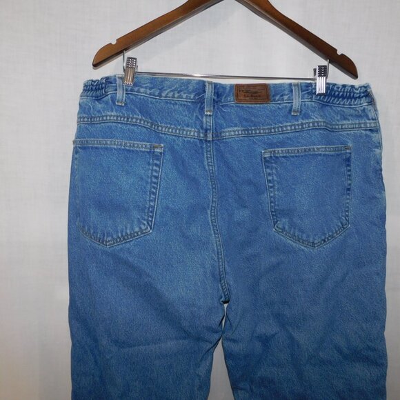 VTG LL Bean Mens 42 x 32 Plaid Flannel Lined Comfort Waist Denim Blue Jeans - Picture 12 of 13